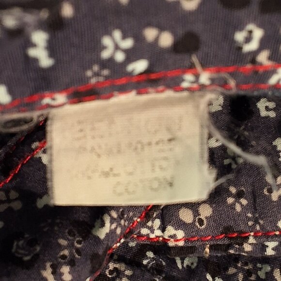 Benson Mens Long-Sleeve Navy Floral Button-Down Shirt With Chest Pockets & Adjus - Picture 8 of 8